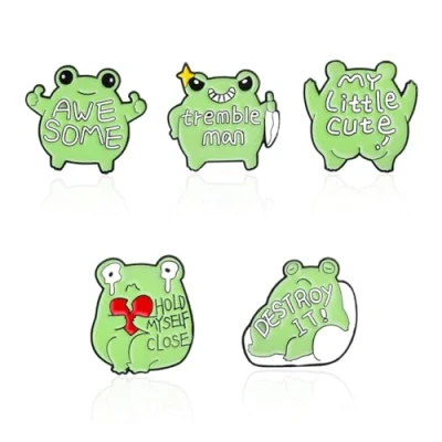 Image of Funny Frog Enamel Pins Cartoon Animal Brooch Pin Hold Myself Close Crying Badge for Backpacks Badges Hats Bags Decor Creative Gift Men Women