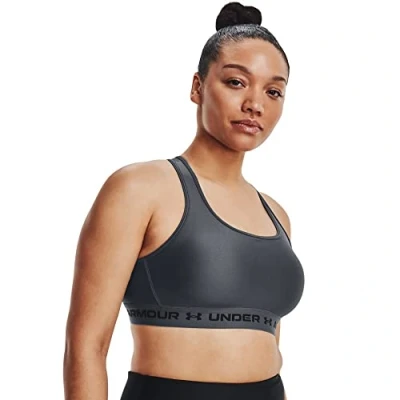 Image of Under Armour Women&#039;s UA Crossback Mid Bra, Medium Support Racer Back Bra with Removable Cups, Cooling and Sweat Wicking Wireless Sports