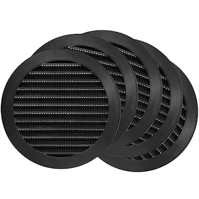 Image of 5 Pack 5&#039;&#039; Inch / 125 mm Plastic Vent Cover Black Round Soffit Exhaust Ventilation Louver Air Inlet Grille Built in Screen Mesh HVAC