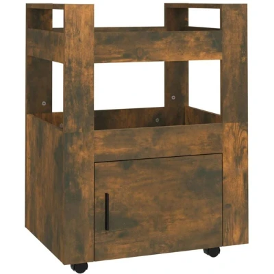 Image of vidaXL Kitchen Trolley Smoked Oak 60x45x80 cm Engineered Wood