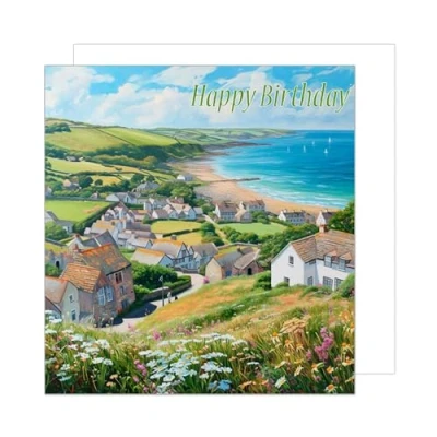 Image of Edition Seidel Premium Square Birthday Card with Envelope Greeting Happy For Him or Her Mum Dad Aunt Uncle Grandparents Friend Colleague Landscape (GQ207 SW024)
