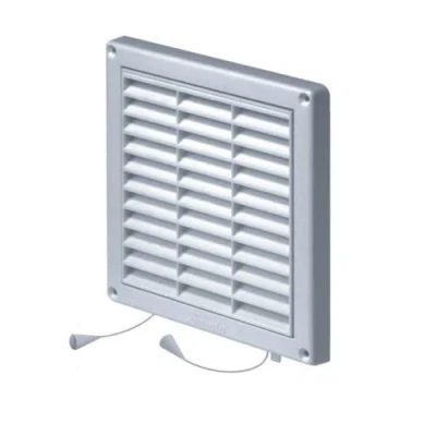 Image of White Air Vent Grille 165mm x with Pull Cord Shutter Ventilation Cover Grid.