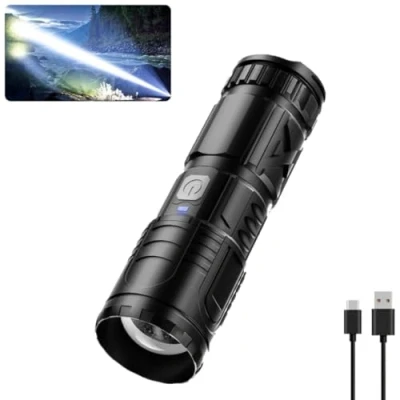Image of Powerful Flashlight,Rechargeable Flashlights High Lumens USB C,Portable Waterproof Handheld Zoomable Flashlights,3 Lighting Modes,LED Bright Flashlight for Camping, Hiking, Emergency.