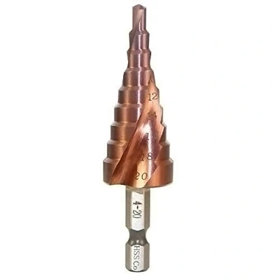 Image of Meichoon Step Drill Bit 4 20mm M35 HSS Co Spiral Groove Hex Shank, Multi functional Drilling Tool Cobalt Counterbore Hole Cutter for Wood Stainless Steel Cutting DC1602