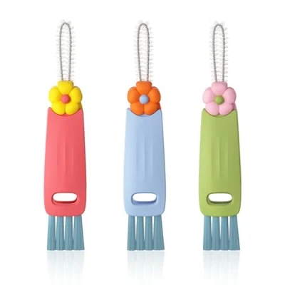 Image of JOOTUEPO 3 in 1 Cup Lid Crevice Cleaning Brush, Pack Multifunctional Water Bottle Cover Portable Tools for Home Kitchen