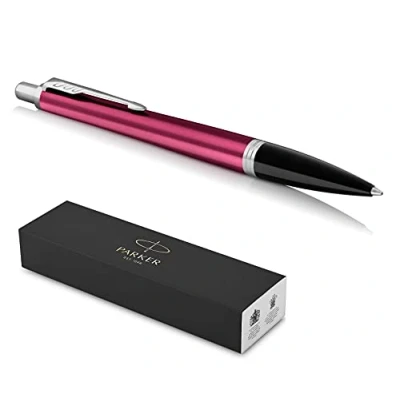 Image of Parker Urban Premium Ballpoint Pen Vibrant Magenta With Chrome Trim Black Ink Gift Boxed