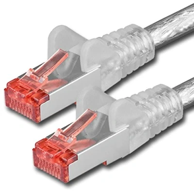 Image of 1aTTack.de 50m Cat6 Ethernet Cable Lan Patch Cat 6 Cables Internet Rj45 Plug 1Gbit/s SFTP PIMF transparent 1 piece