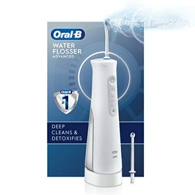 Image of Oral B Water Flosser Advanced, Cordless Portable Irrigator Handle with 2 Nozzles