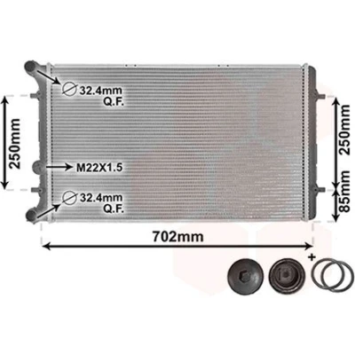 Image of 1J0121253S Engine radiator VAN WEZEL *** IR PLUS 58002217 Aluminium 650mm 414mm 34mm with accessories, seal Brazed cooling fins