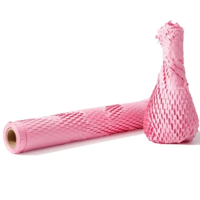 Image of Pink Packaging Paper 12&#039;&#039; x 33&#039; Honeycomb Cushioning Wrap Perforated for Gift Filler Art Crafts DIY Birthday Wedding Baby Shower