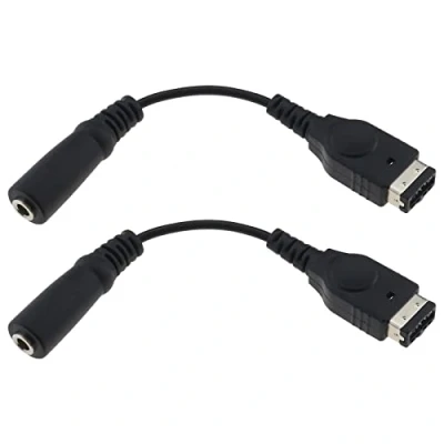 Image of ECSiNG 2Pcs Headphone Adapter Cable Replacement Compatible with GameBoy Advance SP (GBA SP) Console Earphone Jack Cord Black
