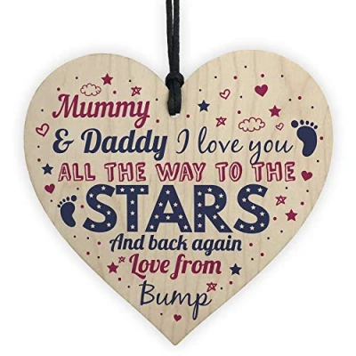 Image of RED OCEAN Mummy To Be Gifts Daddy Card Wooden Heart From Bump Keepsake