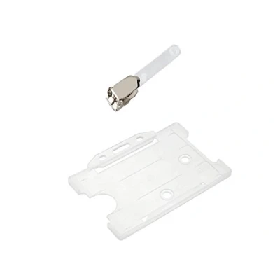 Image of ID Card It Identity Pass Badge Holder and Crocodile Safety Clip Clear