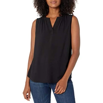 Image of Amazon Essentials Women&#039;s Sleeveless Woven Shirt, Black, XS