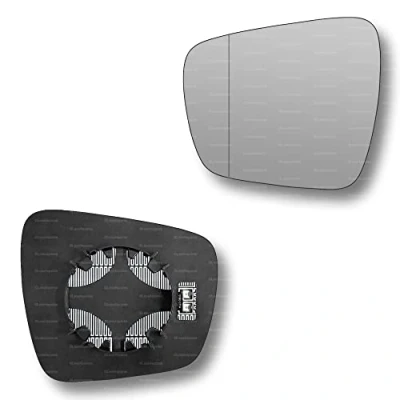 Image of Less4spares Replacement Wing Mirror Glass Left Compatible with Renault Scenic, Grand Scenic 2016 2021 CLIP ON Passnager Near Side N/S Heated Blind Spot