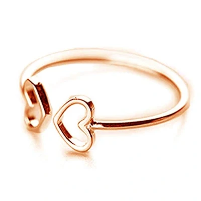Image of Double Heart Love Open Ring for Women Teen Girls S925 Sterling Silver Dainty Small Adjustable Statement Engagement Thin Tiny Minimalist Finger Rings Jewelry Gifts BFF Daughter Birthday (rose gold)