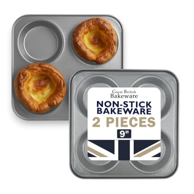 Image of Samuel Groves 4 Cup Giant Yorkshire Pudding Oven Tray Non Stick 23cm Carbon Steel UK Made
