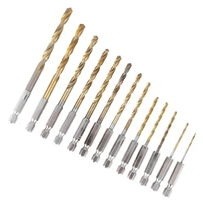 Image of 13pcs HSS Twist Drill Bit Assortment Set Titanium Coated Screwdriver Drilling Tools with Hexagonal Handle, 1.5 6.5mm, Power Tool Accessories