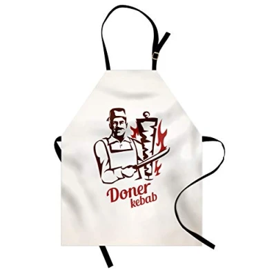 Image of ABAKUHAUS Doner Apron, Traditional Kebab Chef, Unisex Kitchen Bib Apron with Adjustable Neck for Cooking Baking Gardening, Chestnut Brown