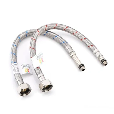 Image of Home Range 2X M10 x 1/2 (300mm) Flexible Tap Connectors Pair, Braided Stainless Steel Flexi for Kitchen &amp; Basin Monobloc Mixer Taps, WRAS Approved, Rust Corrosion Resistant, 1/2&quot; BSP UK Fitting