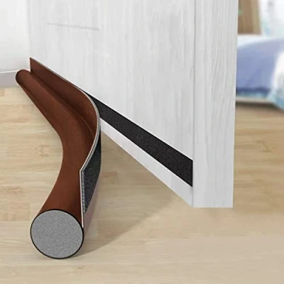 Image of AiQInu Draught Excluder for Doors, Single Sided Door Excluder, Soundproof, Keeps and Against Insects, Seal Warm Cold, 96 cm x 8 cm, Brown