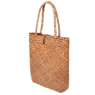 Image of Women Straw Bag Woven Handbag Purse Crossbody Boho Beach Summer Rattan Tote Bags (Khaki, OneSize)