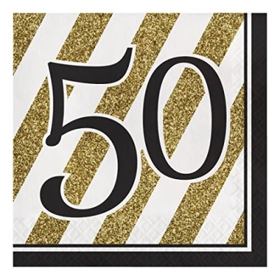 Image of Generique 16 50th birthday napkins in black and gold