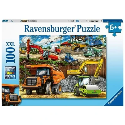 Image of Ravensburger Construction Vehicles 100 Piece Jigsaw Puzzle with Extra Large Pieces for Kids Age 6 Years &amp; Up