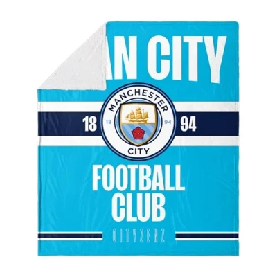 Image of FOCO Officially Licensed Manchester City FC Established Sherpa Throw Blanket