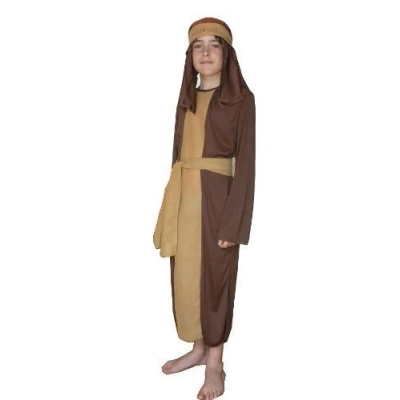 Image of Shepherd Costume : Kids Brown Small 4 6 yrs Nativity Fancy Dress