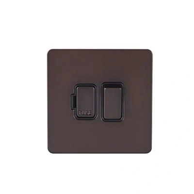 Image of Schneider Electric Ultimate Screwless Flat Plate Switched Double Fused Connection Unit, Pole, 13A, GGBGU5410BDBP, Dark Bronze with Black Insert