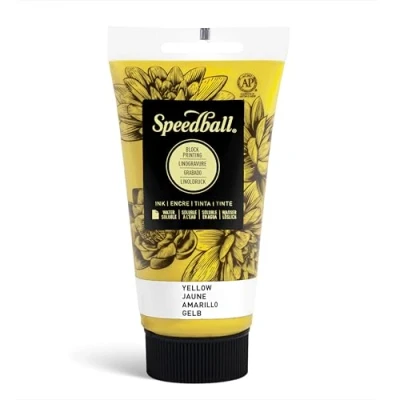 Image of Speedball 75ml 2.5oz Water Soluble Block Ink Yellow, for Printing, Lino Screen Artists Kit