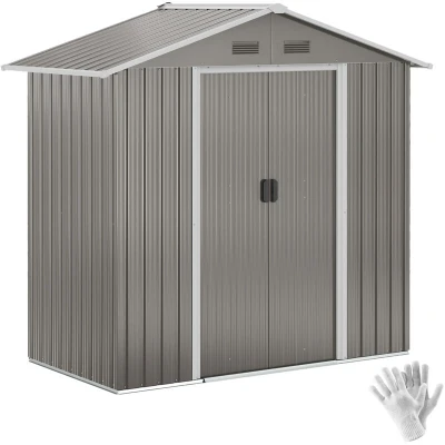 Image of Outsunny 6.5x3.5ft Metal Garden Shed for and Outdoor Storage Grey 845 425GY
