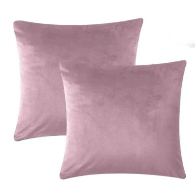 Image of Imperial Rooms Cushion Covers 45 x cm Pack of 2 Square Throw Velvet Pillow Cases Bedroom Decor for Sofa Living Room Car (Pink, 18 Inch)