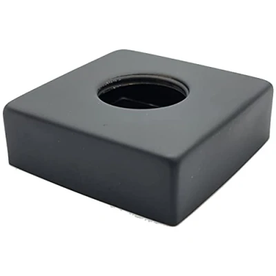 Image of Black Finished Steel Square Shaped Collar Basin Shower Bath Tap Cover Rosette