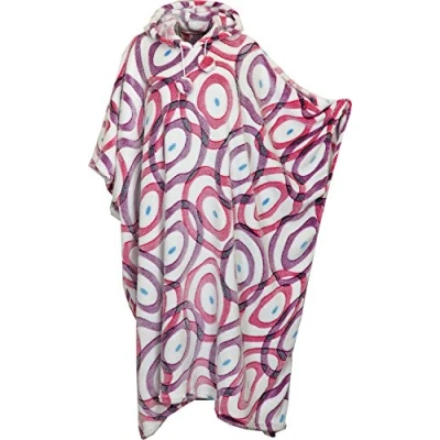 Image of Magritta Womens Ladies Warm Fleecy Hooded Poncho Capes, Kaftan, Dressing Gown One Size (One Size, Design 8 Pink Rings)