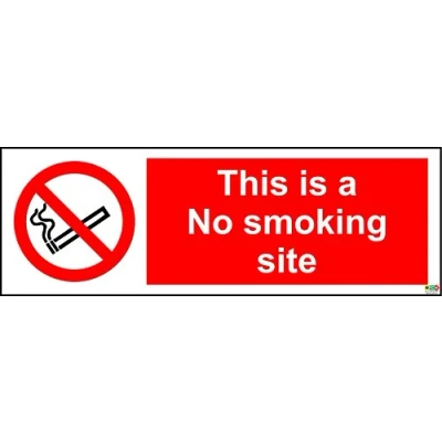 Image of Construction site Safety This is a no Smoking Sign Self Adhesive Sticker 300mm x 100mm