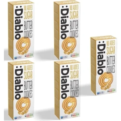 Image of Diablo Butter Cookies No Added Sugar Sweetened with Maltitol 135g (Pack oF 5)
