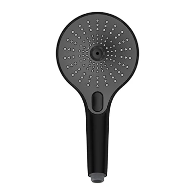 Image of WENKO Ultimate shower Head, rain head with 3 functions, minimal splashing and very quiet, plastic ½&quot; universal connector, suitable for instantaneous water heaters, Ø 13 cm, black/grey