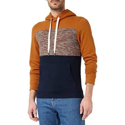 Image of TOM TAILOR Men&#039;s Hoodie in colour blocking 1032925, 19772 Gold Flame Orange, L