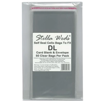 Image of Clear Self Seal Bags To Fit DL Card Blank &amp; Envelope x 50 Per Pack Cello Packing Bags, Cookies, Sweets, Gifts, Jewellery