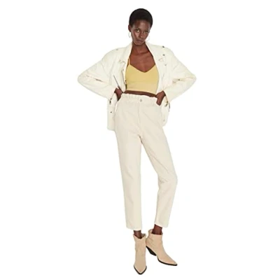 Image of Trendyol Women&#039;s Woman More Sustainable Normal Waist Mom Jeans, White, 40