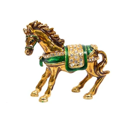 Image of QIFU Vintage Style Hand Painted Horse Shaped Trinket Box With Rich Enamel And Sparkling Rhinestones