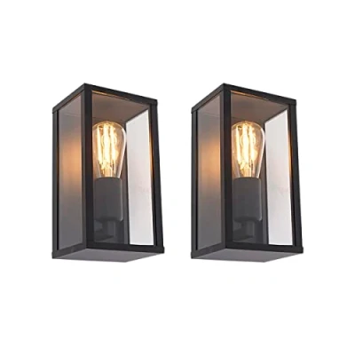 Image of Qazqa Outdoor Set of 2 Industrial Wall Light Black 26 cm IP44 Charlois Garden Suitable for LED E27 1 Aluminium