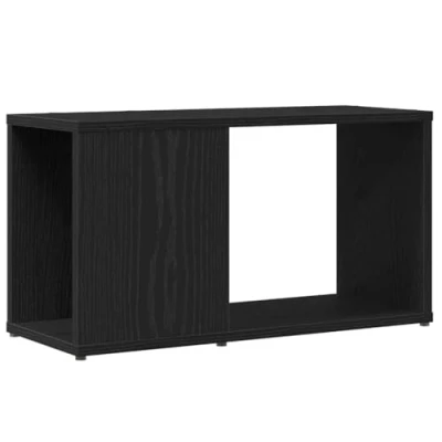 Image of vidaXL tv cabinet black oak, engineered wood sideboard with storage, 60x24x32 cm for living room/office use