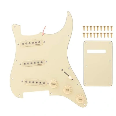 Image of Alnicov SSS 3 Ply Prewired Loaded Pickguard Scratchplate Backplate with Alnico V Pickups Kit for Strat ST Electric Guitars Replacement Parts