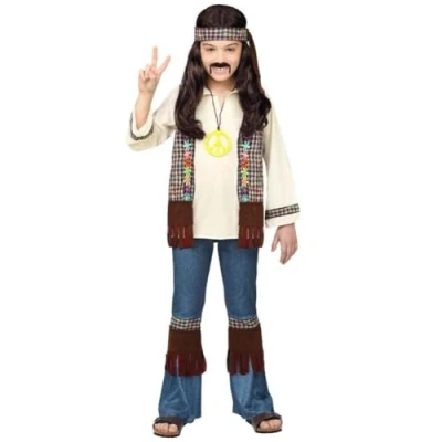 Image of Widmann fancy dress costume Boys Little Hippie Childs Kids Outift 5 7 Yrs