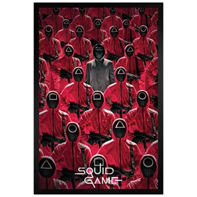 Image of Grindstore Squid Game Black Wooden Framed Crowd Maxi Poster 61x91.5cm