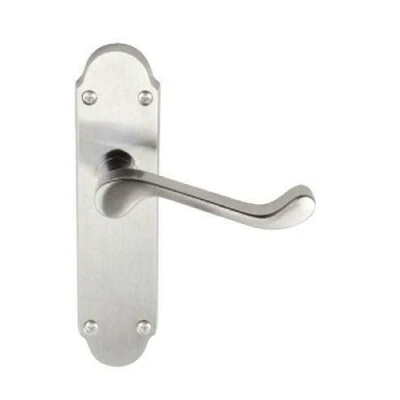 Image of Ironmongery Solutions® Brushed Internal Scroll Door Handles Lock, Latch &amp; Bathroom Sets in Polished Brass Satin Chrome (Satin Chrome, Latch)