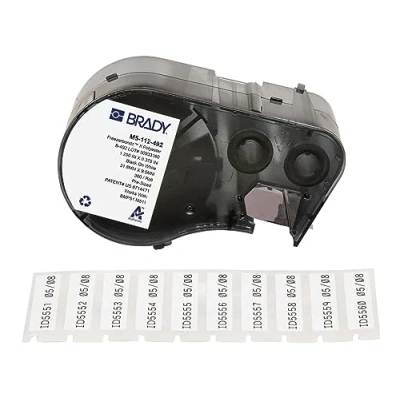 Image of Brady FreezerBondz™ Polyester Pre Sized Labels for Label Printer BMP51/BMP53/M511 360 Self Adhesive Black on White (31,75 mm (W) x 9,53 (H)) M5 112 492